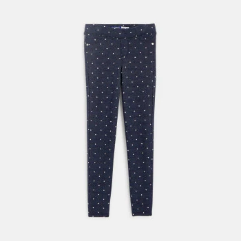 Warm jeggings with white polka dots