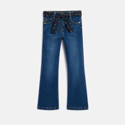 Girl's blue flared jeans with belt