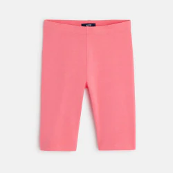 Girl's short plain pink jersey leggings