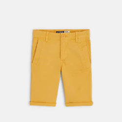 Solid slim fit canvas Bermudas