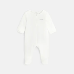 Warm snuggle suit lined in white textured knit for newborns