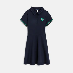 Girls' blue short-sleeved polo dress