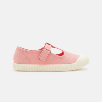 T-strap canvas ballet flats