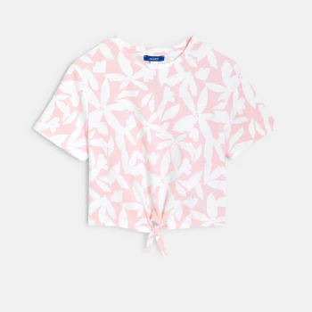 Tie-hem printed T-shirt