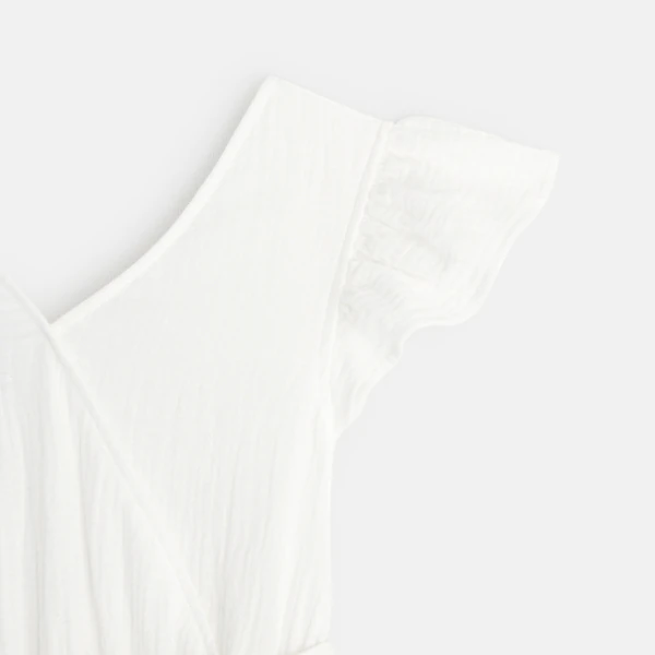 White cotton twill effect dress