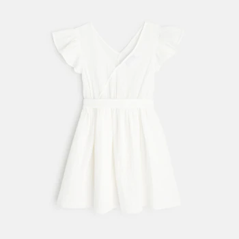 White cotton twill effect dress