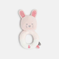 Pink bunny rattle plush