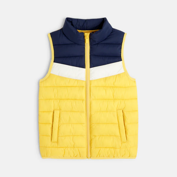 Sleeveless colour block down jacket