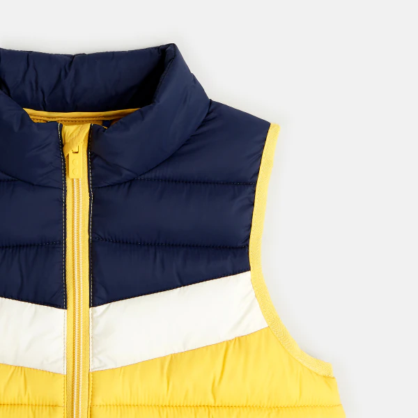 Sleeveless colour block down jacket