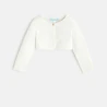 Baby girl's short white knitted bolero cardigan