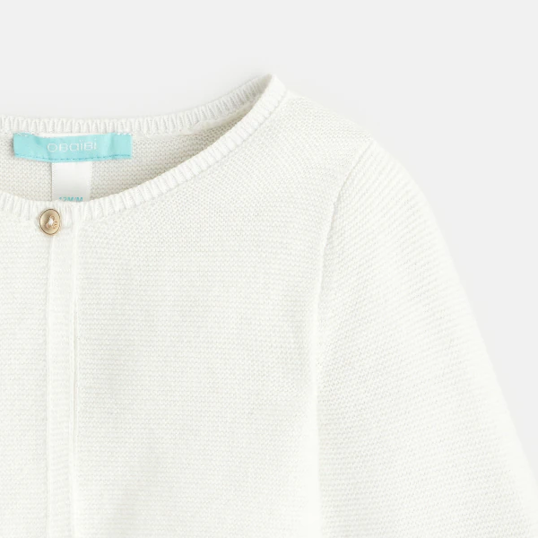 Baby girl's short white knitted bolero cardigan