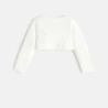 Baby girl's short white knitted bolero cardigan