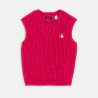 Girls' pink sleeveless ribbed jumper