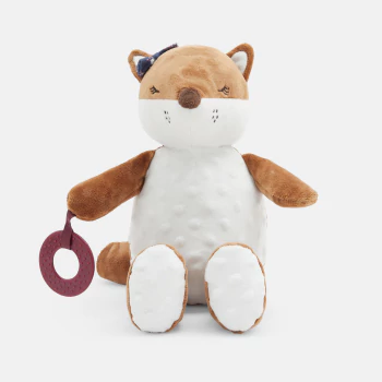 Newborns' soft brown velvet squirrel toy with sensory effects