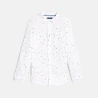 Boys' white printed long-sleeved shirt