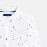 Boys' white printed long-sleeved shirt