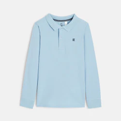 Boys' turquoise long-sleeved polo shirt