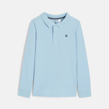 Boys' turquoise long-sleeved polo shirt