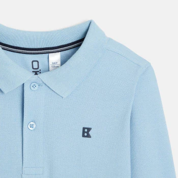 Boys' turquoise long-sleeved polo shirt