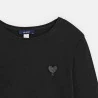 Girl's basic black heart motif T-shirt