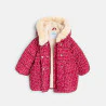 Baby girls' pink floral lined quilted coat