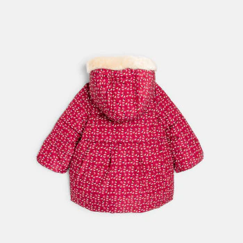 Baby girls' pink floral lined quilted coat