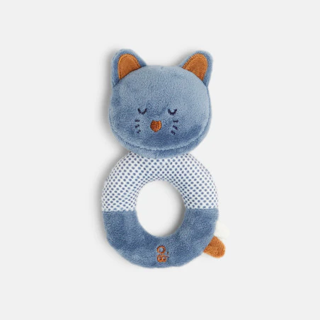 Blue cat rattle soft toy