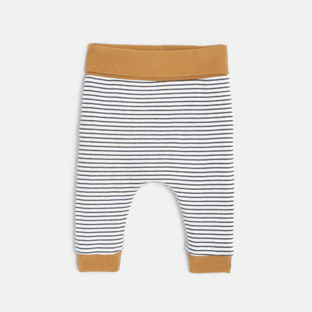 Newborns' reversible brown jersey trousers