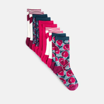 Girls' pink patterned and plain socks (pack of 5)