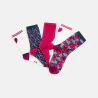 Girls' pink patterned and plain socks (pack of 5)