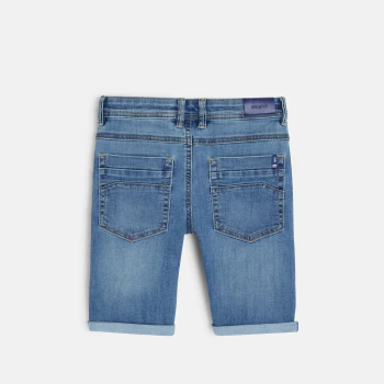 Hyper-stretch denim slim fit bermuda shorts