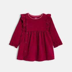 Newborns' dress in fine ribbed pink corduroy