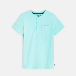 Boy's plain blue Henley-neck T-shirt