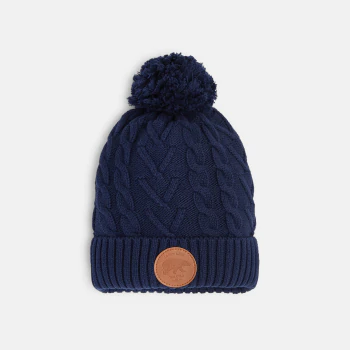 Pompom cap with a polar fleece lining