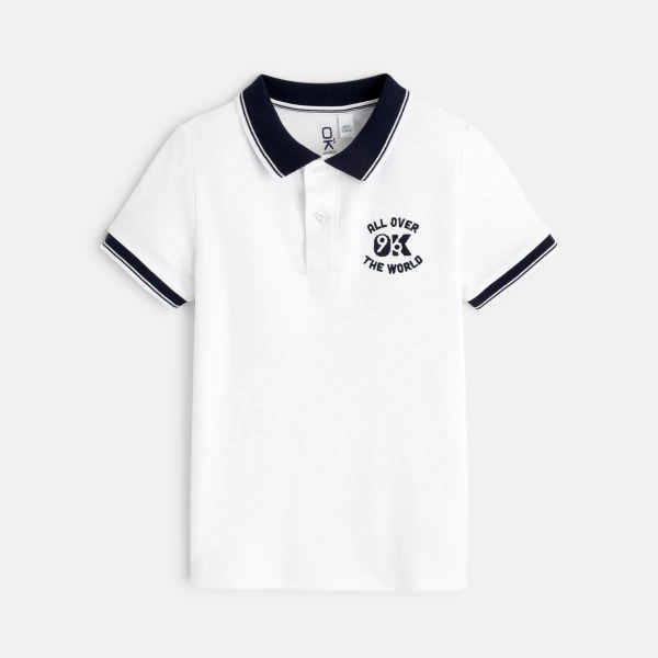 Short-sleeved piqué polo shirt