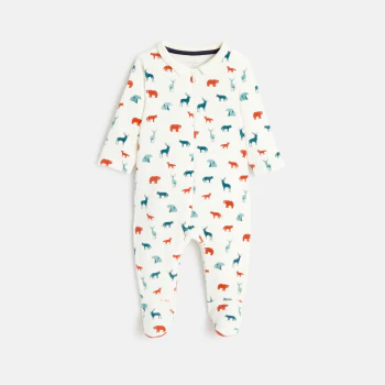 Baby boys' velvet forest animals sleep suit