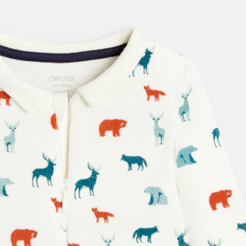 Baby boys' velvet forest animals sleep suit