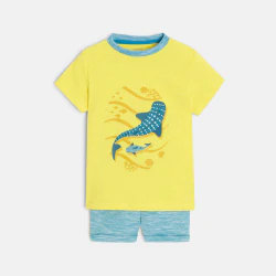 Sharks T-shirt and thin stripe effect shorts