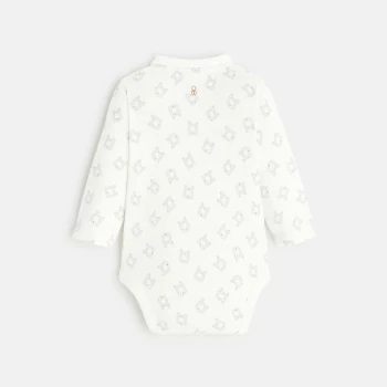 Long-sleeved bodysuit with cat print