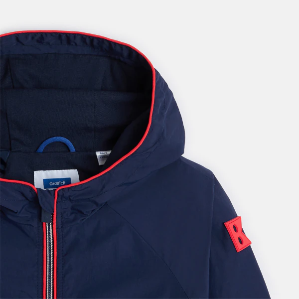 Hooded water-repellent windbreaker