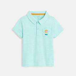 Thin-striped polo with palm tree on pocket