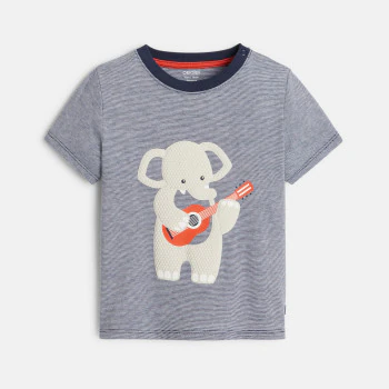 Embossed elephant striped T-shirt