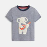 Embossed elephant striped T-shirt