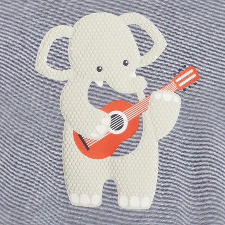 Embossed elephant striped T-shirt