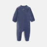 Baby boys' blue fox head-themed velvet sleep suit