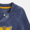 Baby boys' blue fox head-themed velvet sleep suit