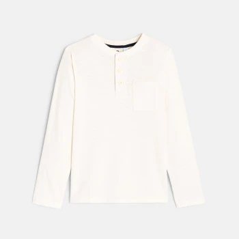 Boys' white button-down collar T-shirt