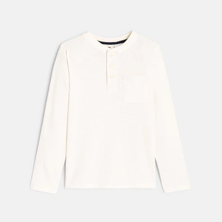 Boys' white button-down collar T-shirt