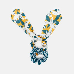 Girls' yellow printed scrunchies (set of 2)