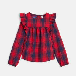 Girls' red check ruffled...